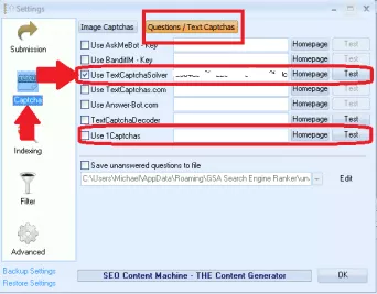 How to add Text Capcha Solver to GSA Search Engine ranker Add Text Capcha Solver