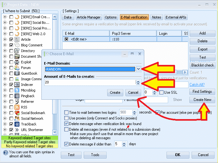 วิธีสร้างบัญชีอีเมลฟรีด้วย GSA Search Engine Ranker 3 เลือก GSA Search Engine Ranker Email ฟรี