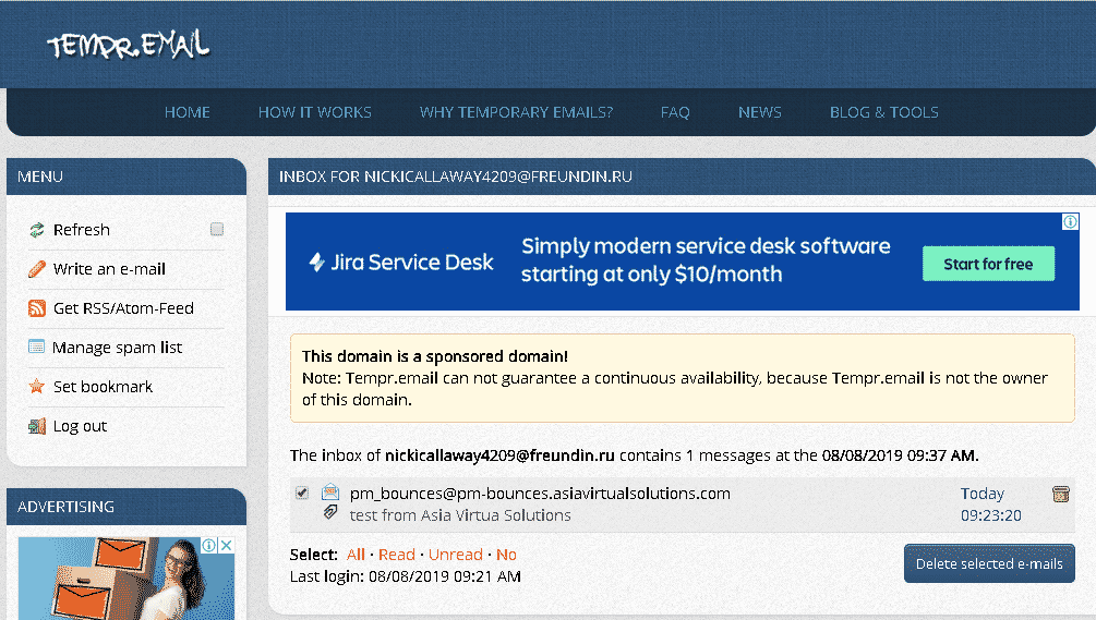 วิธีสร้างบัญชีอีเมลฟรีด้วย GSA Search Engine Ranker 6 กล่องจดหมายเข้าของ Tempr สำหรับเครื่องมือจัดอันดับของ GSA