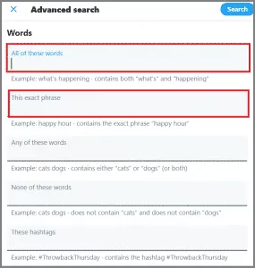Twitter advanced search Twitter advanced search