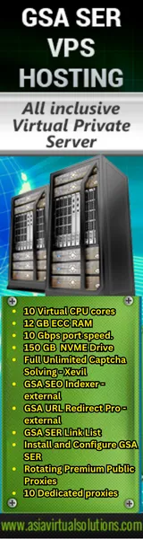 VPS-сервер для ранжирования поисковых систем GSA (160x600) - 4 49 Откройте для себя мощный VPS-хостинг GSA SER с двумя серверами на AsiaVirtualSolutions.com. Воспользуйтесь такими мощными функциями, как многоядерные процессоры, большой объем оперативной памяти, высокоскоростное SSD-хранилище и надежные прокси. Эффективно повысьте свой рейтинг в поисковых системах уже сегодня!.