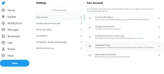 deactivate twitter setting from web view