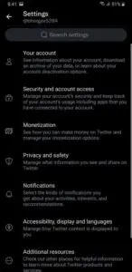 twitter app account settings