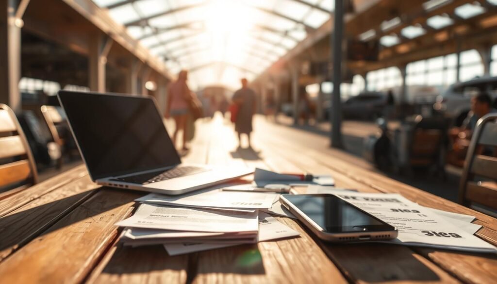 A sun-drenched outdoor scene featuring a wooden table with a laptop, smartphone, and travel documents scattered across it. In the background, a blurred image of an airport or train station, suggesting the hustle and bustle of summer travel. The lighting is warm and inviting, with natural shadows and highlights that accentuate the textures of the materials. The composition is balanced, with the travel-related items taking center stage, surrounded by a clean, minimal environment that evokes a sense of contemplation and decision-making. The overall mood is one of contemplation, as the viewer is invited to imagine the dilemma of choosing between cash or points for their summer travels. A sun-drenched outdoor scene featuring a wooden table with a laptop, smartphone, and travel documents scattered across it. In the background, a blurred image of an airport or train station, suggesting the hustle and bustle of summer travel. The lighting is warm and inviting, with natural shadows and highlights that accentuate the textures of the materials. The composition is balanced, with the travel-related items taking center stage, surrounded by a clean, minimal environment that evokes a sense of contemplation and decision-making. The overall mood is one of contemplation, as the viewer is invited to imagine the dilemma of choosing between cash or points for their summer travels.