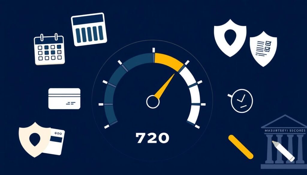 A detailed infographic on the key components of a credit score, rendered in a clean, data-visualization style. In the foreground, a series of pie charts and bar graphs illustrate the relative weights of factors like payment history, credit utilization, credit age, and credit mix. The middle ground features elegant icons and info-graphics explaining each component. The background has a soft, gradient-based color scheme in muted tones of blue and gray, creating a professional, financial atmosphere. The lighting is soft and diffused, with a slight vignette effect to draw the eye towards the central infographic elements. The overall composition is balanced and organized, optimized for clear communication of the subject matter. A detailed infographic on the key components of a credit score, rendered in a clean, data-visualization style. In the foreground, a series of pie charts and bar graphs illustrate the relative weights of factors like payment history, credit utilization, credit age, and credit mix. The middle ground features elegant icons and info-graphics explaining each component. The background has a soft, gradient-based color scheme in muted tones of blue and gray, creating a professional, financial atmosphere. The lighting is soft and diffused, with a slight vignette effect to draw the eye towards the central infographic elements. The overall composition is balanced and organized, optimized for clear communication of the subject matter.