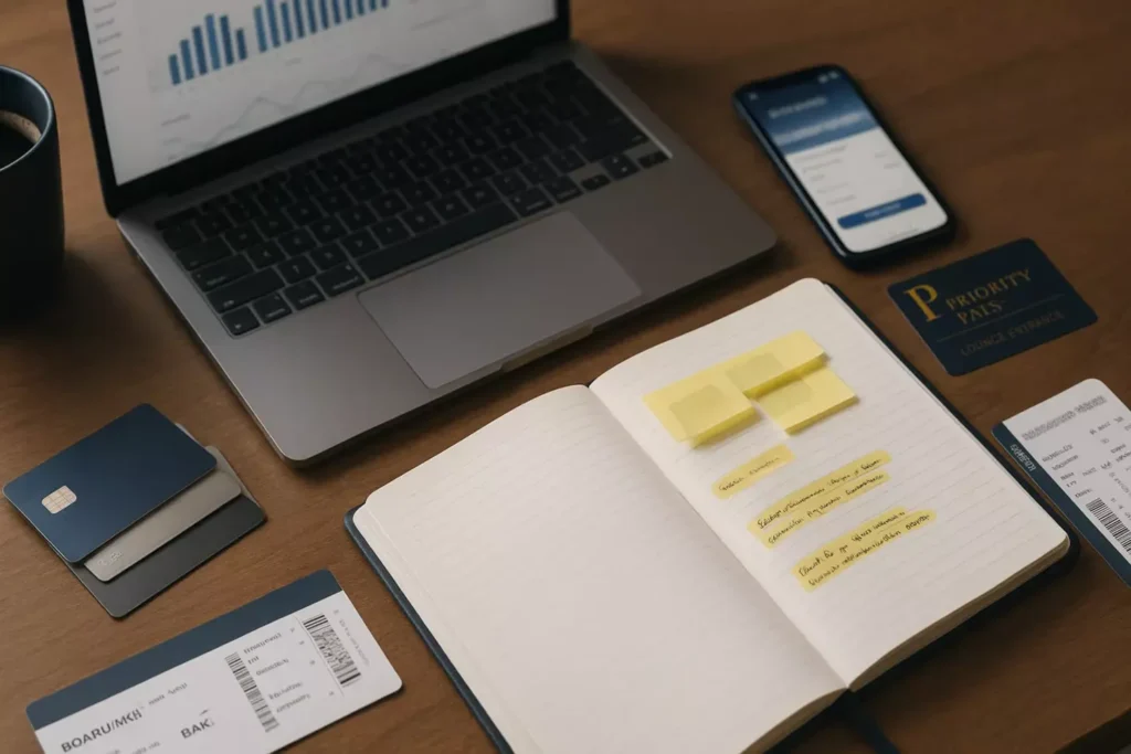 How We Built This Product Roundup for Fall 2025 A blue graphic with a suitcase overlaid by a credit card and a flying airplane silhouette. The words AWARD TRAVEL HUB appear in large white text and in a circular badge around the main graphic.