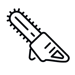Illustration d'une icône de tronçonneuse monochrome "Accueil".