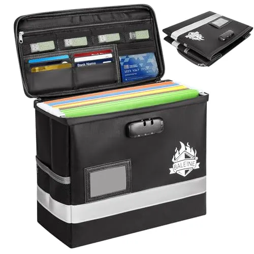 Baleine Fireproof Document Box with Lock (Black)