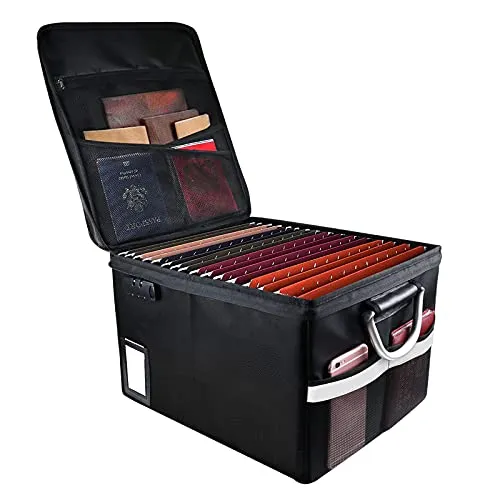 Fireproof Document Organizer Box with Lock Portable Storage