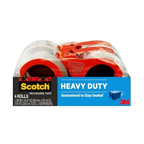 Scotch Heavy Duty Packaging Tape — 4 Rolls Clear