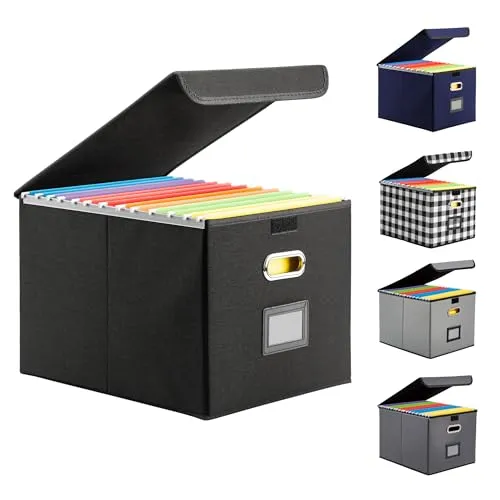 Hleelomi Collapsible File Box with Lid (No Folders)