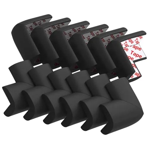 12 Pack Soft Corner Protectors for Furniture Edges Black