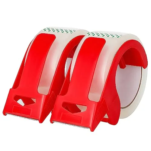 2-Pack Clear Packing Tape with Dispenser