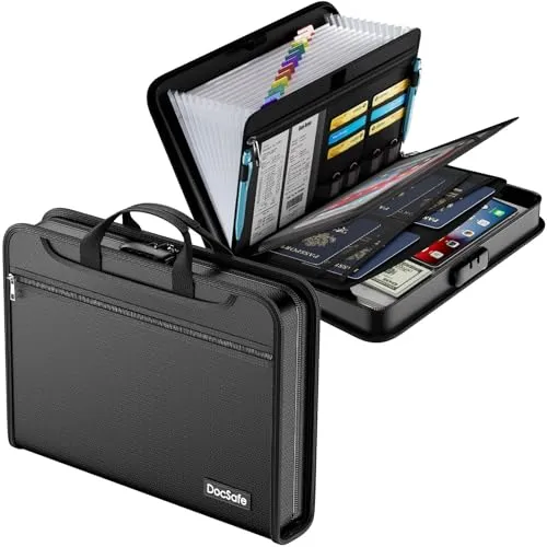 DocSafe Fireproof Accordion File Organizer with Lock