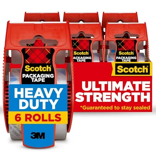 Scotch Heavy Duty Packing Tape — 6 Rolls Clear