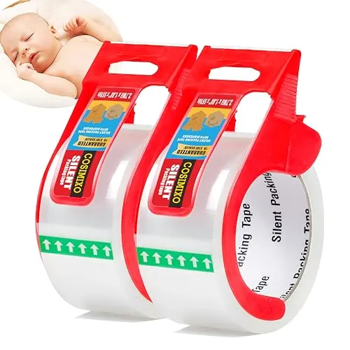 2-Pack No Noise Clear Packing Tape with Dispenser