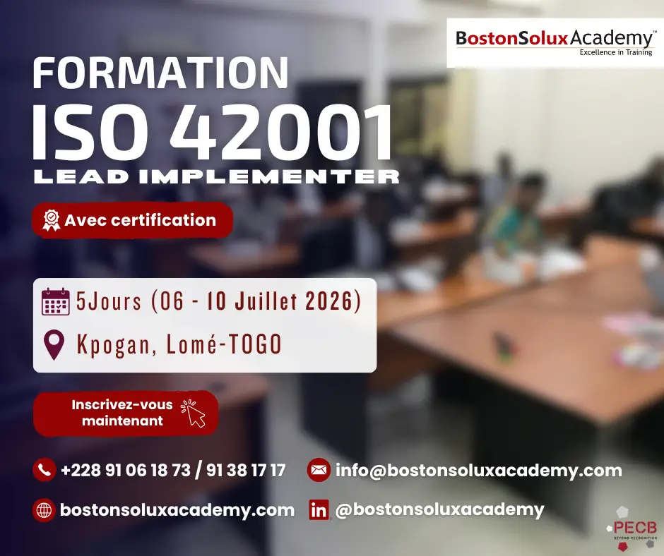 Formation ISO 42001-Lead implementer (SMIA) à Lomé TOGO du 06 au 10 Juillet 2026