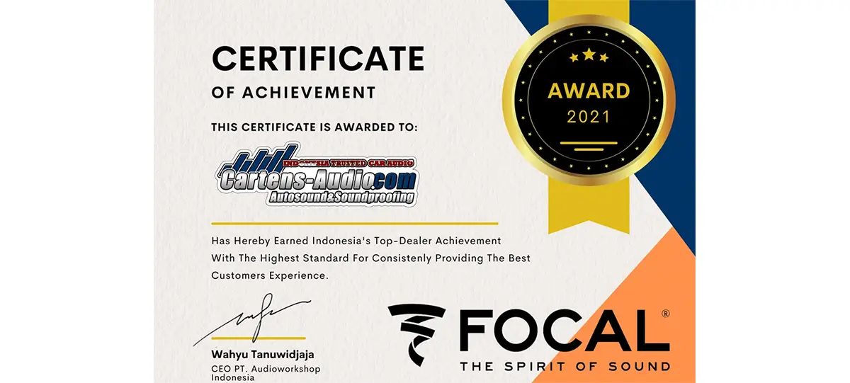 Gambar Depan Award Indonesia Best Dealer Achievement 2020 -2021 Focal – Alpine