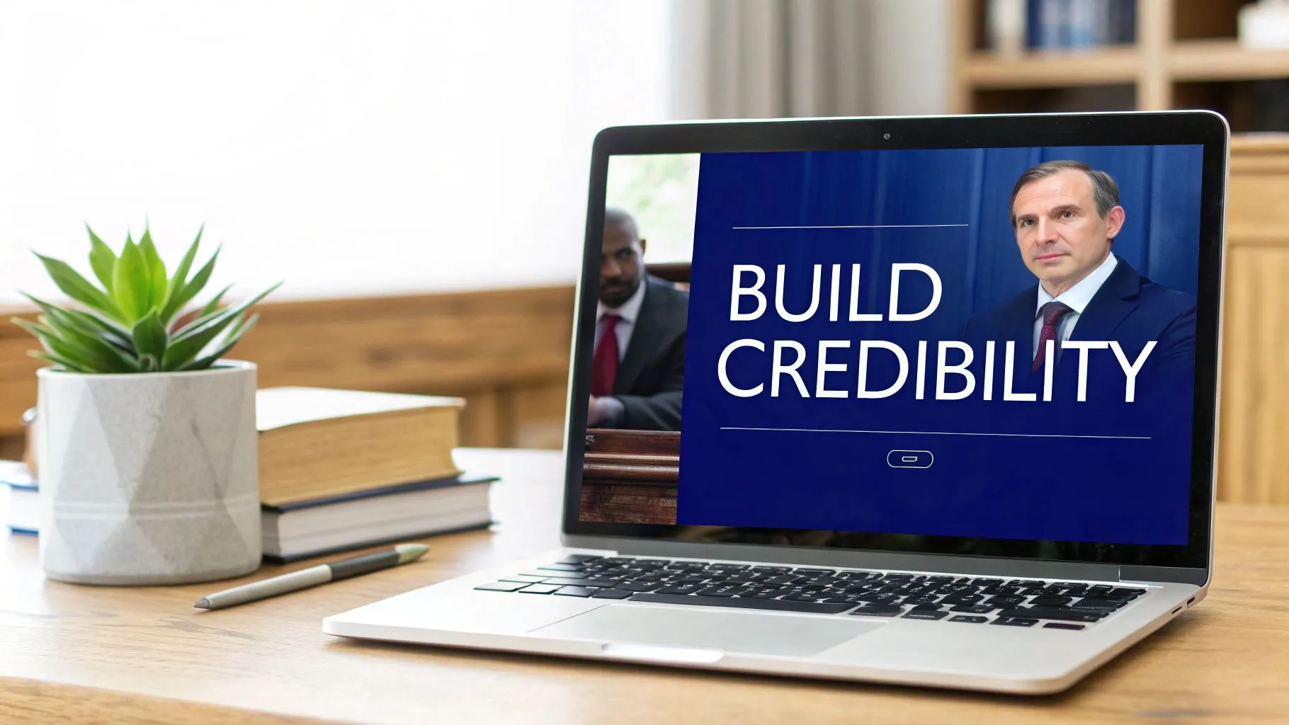 Winning Web Design for Attorney Websites 2 Professional attorney reviewing documents on a laptop