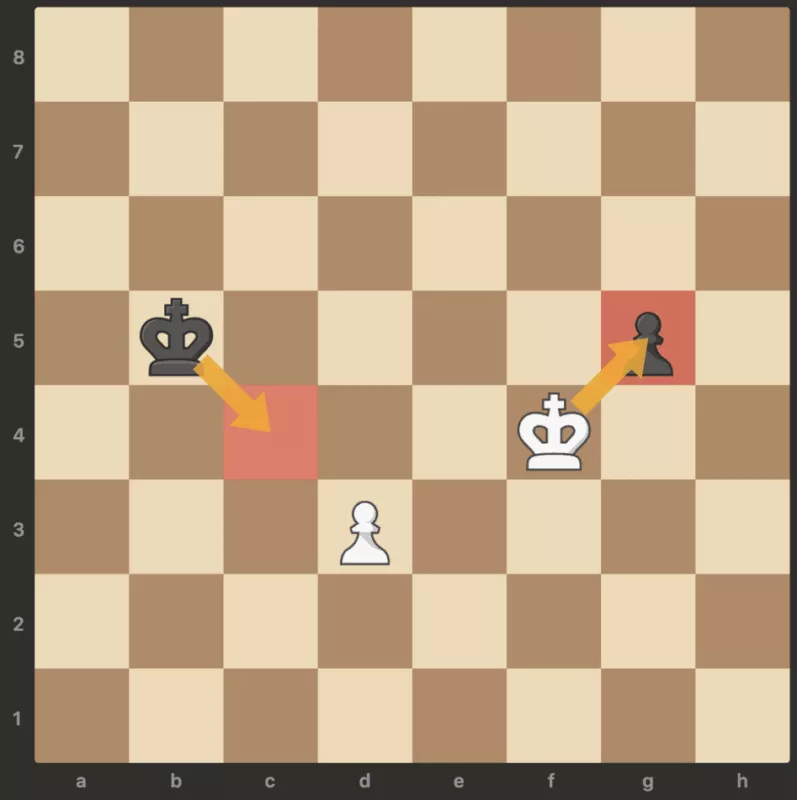 white king capture the black pawn