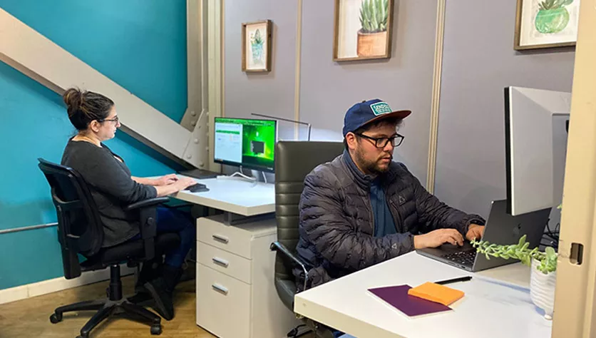 coworkers working office coworkers working in office