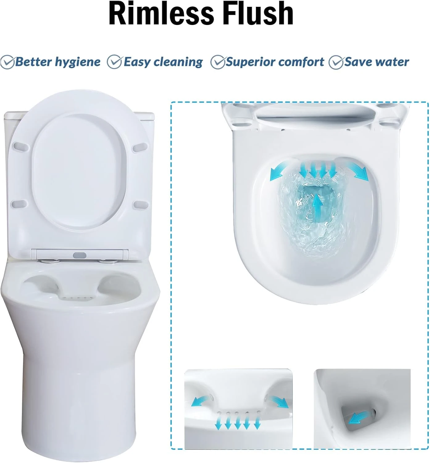 WinZo Small One Piece Toilet with 10" Rough-in Compact Modern Dual Flush