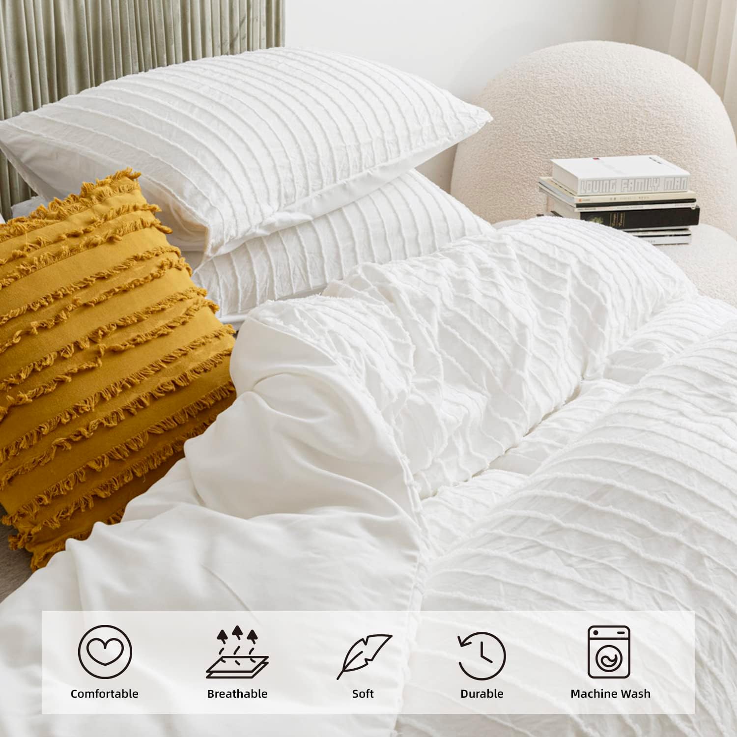 Jellymoni White Duvet Cover Queen Size