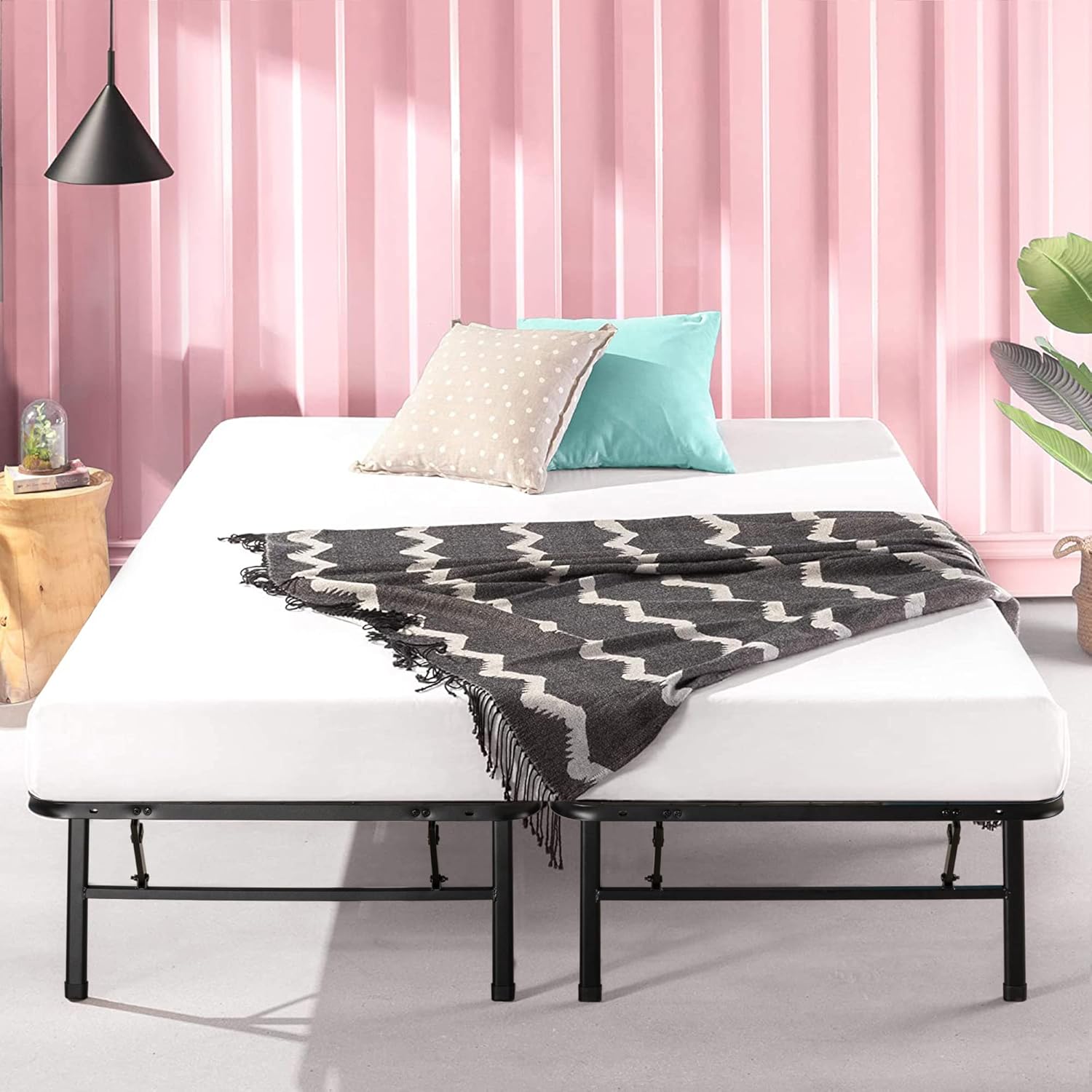 Zinus SmartBase Tool-Free Assembly Mattress Foundation, 14 Inch Metal Platform Bed Frame, No Box Spring Needed, Sturdy Steel, Underbed Storage, Queen