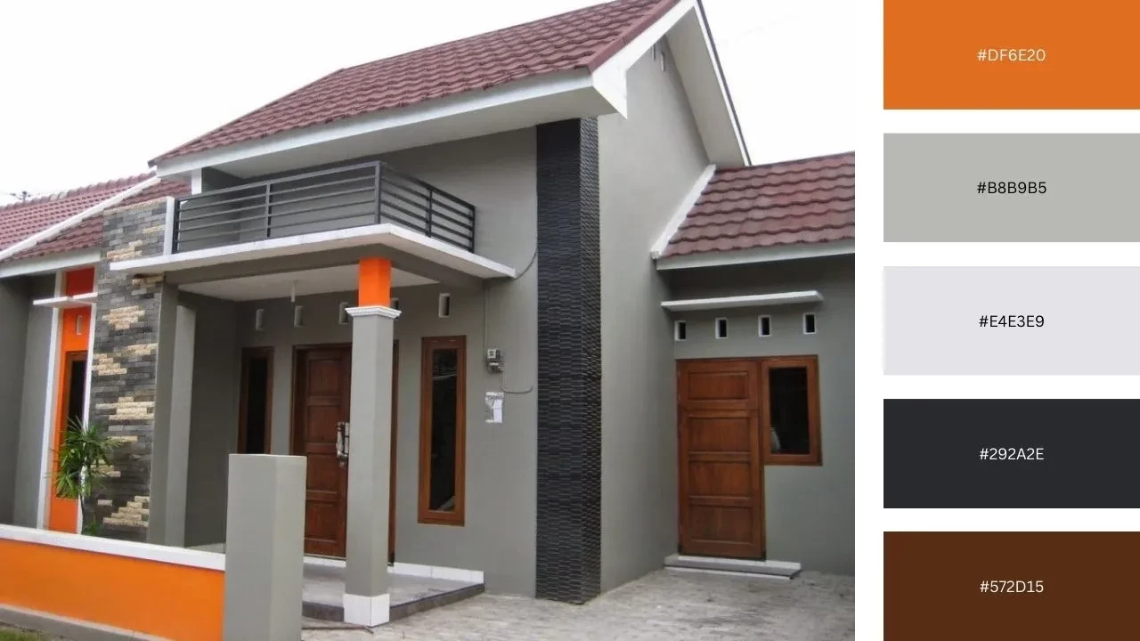 Kombinasi Warna Cat Eksterior Orange Dan Abu Abu Yang Elegan Dan Mewah
