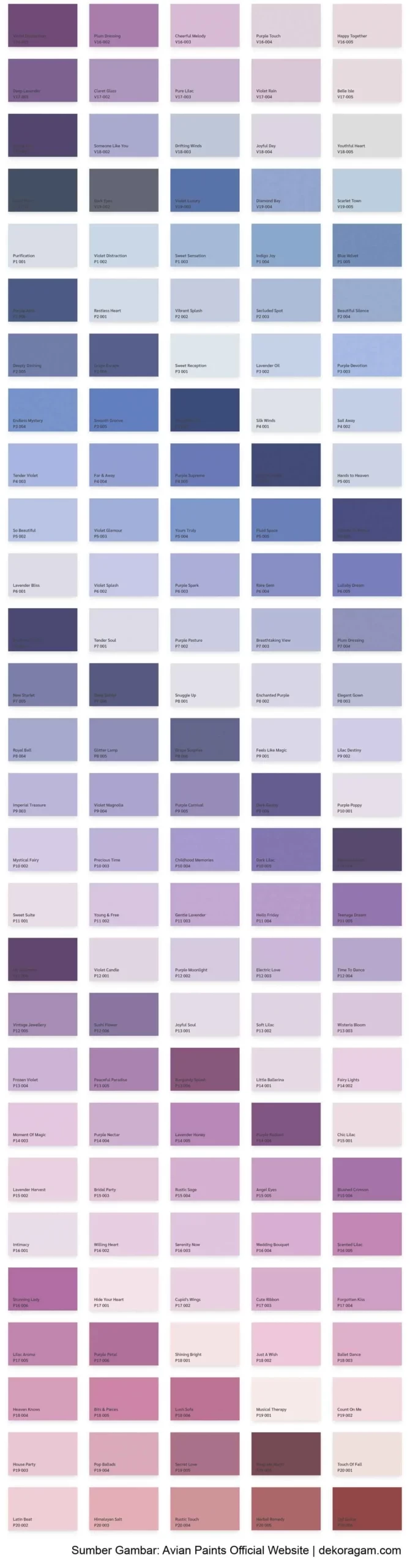 Katalog Warna Ungu Atau Purple No Drop
