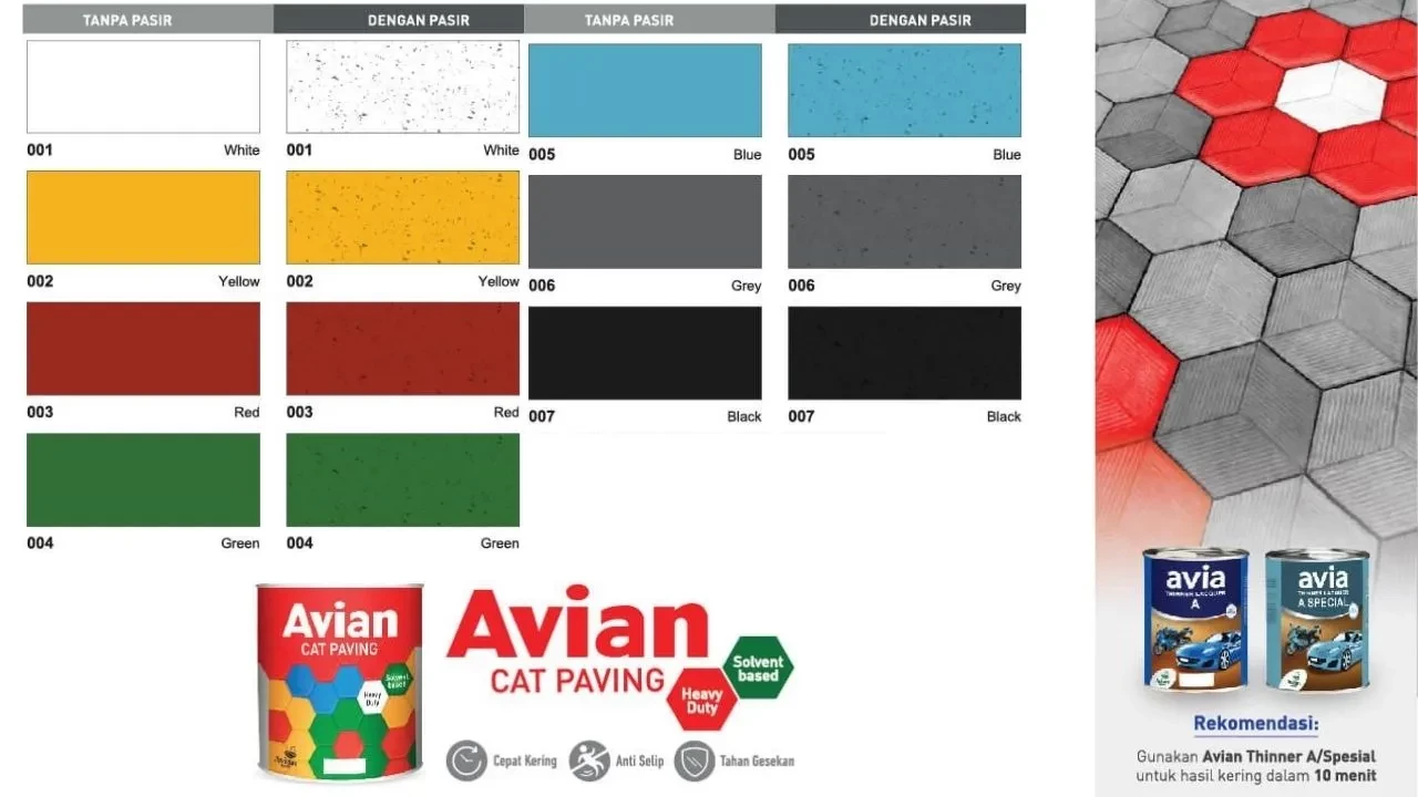 Warna Cat Lapangan Avian Paint Conblock Field Paving