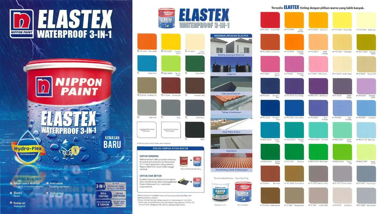 Warna Cat Nippon Paint Elastex Waterproof Ready Mix