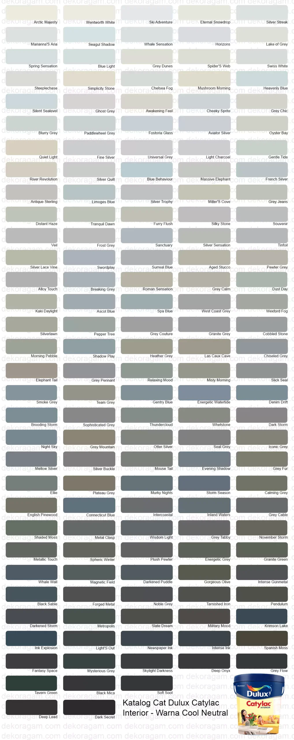 Dulux Catylac Interior Paint Catalog Cool Neutral Gray Silver