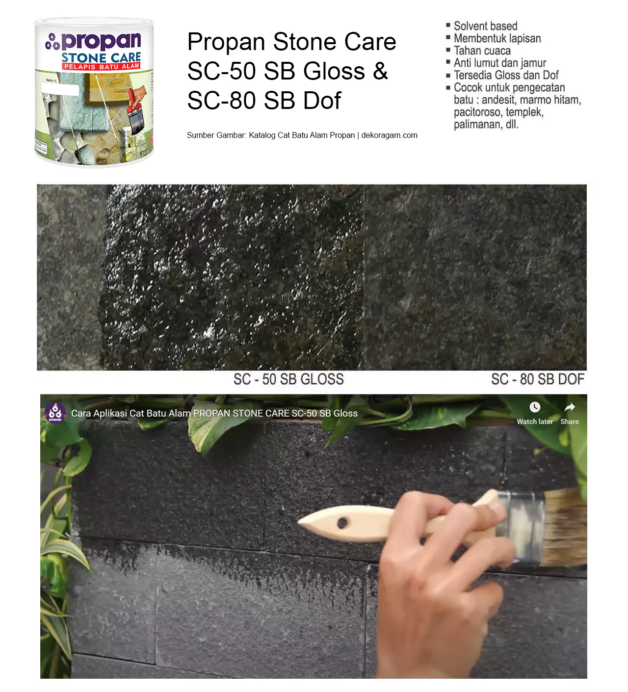 Warna Cat Batu Alam Propan Stone Care Gloss Dan Doff