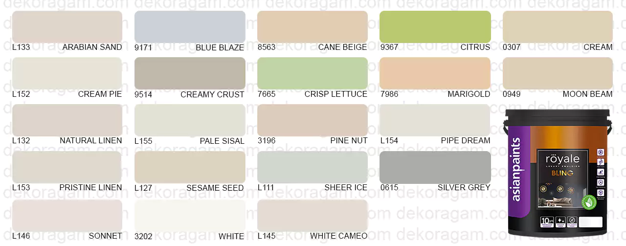 Katalog Warna Asian Paints Royale Bling Cat Tembok Yang Mengkilap