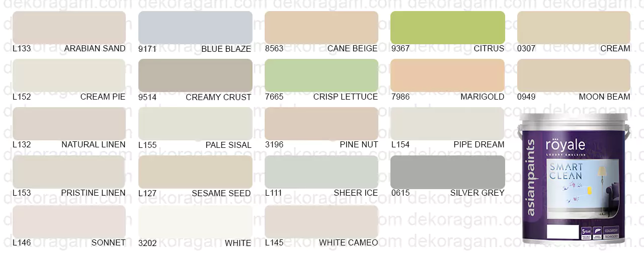 Katalog Warna Asian Paints Royale Smart Clean Cat Tembok Yang Mengkilap