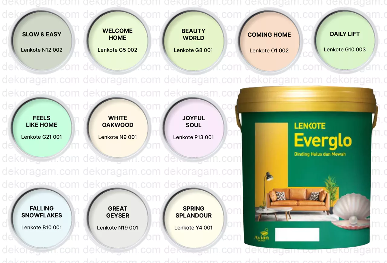 Katalog Warna Cat Avian Lenkote Everglo Semi Gloss Luxury Acrylic Emulsion