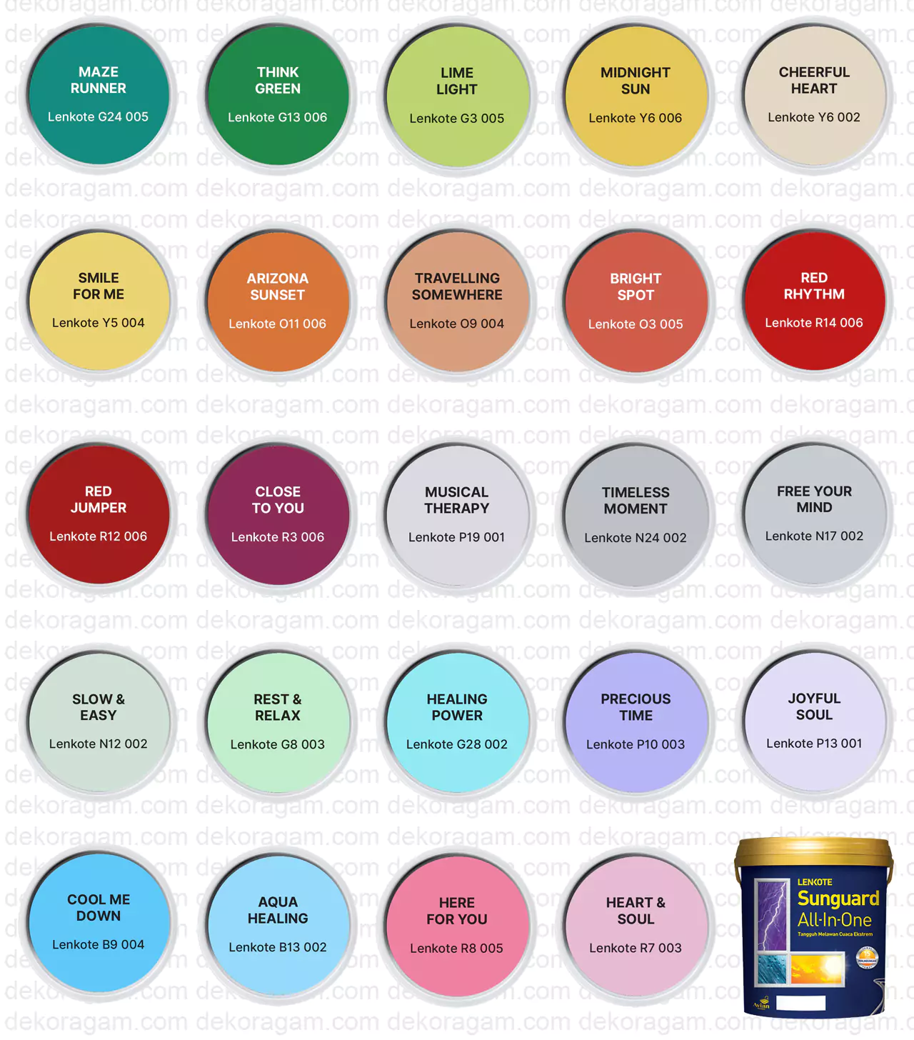 Katalog Warna Cat Avian Lenkote Sunguard All In One