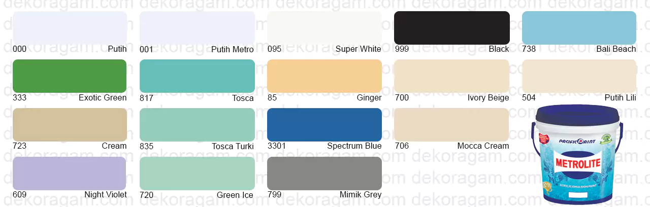 Katalog Warna Cat Metrolite Acrylic Emulsion