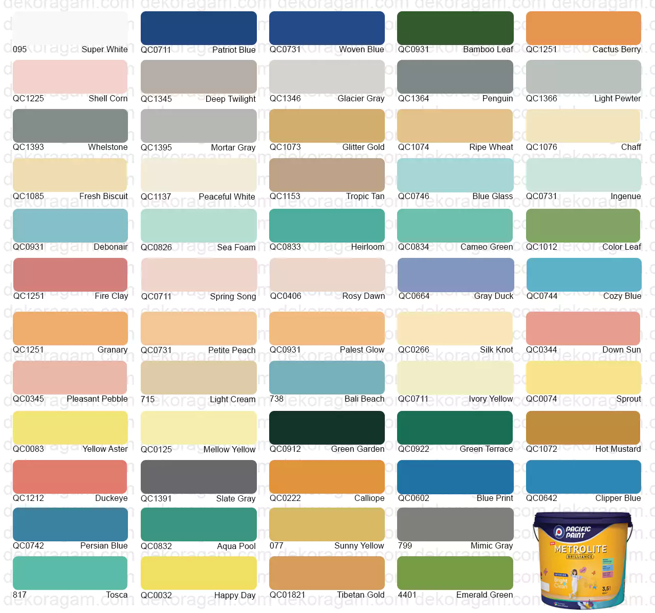 Katalog Warna Cat Metrolite Brilliance Bright Clean