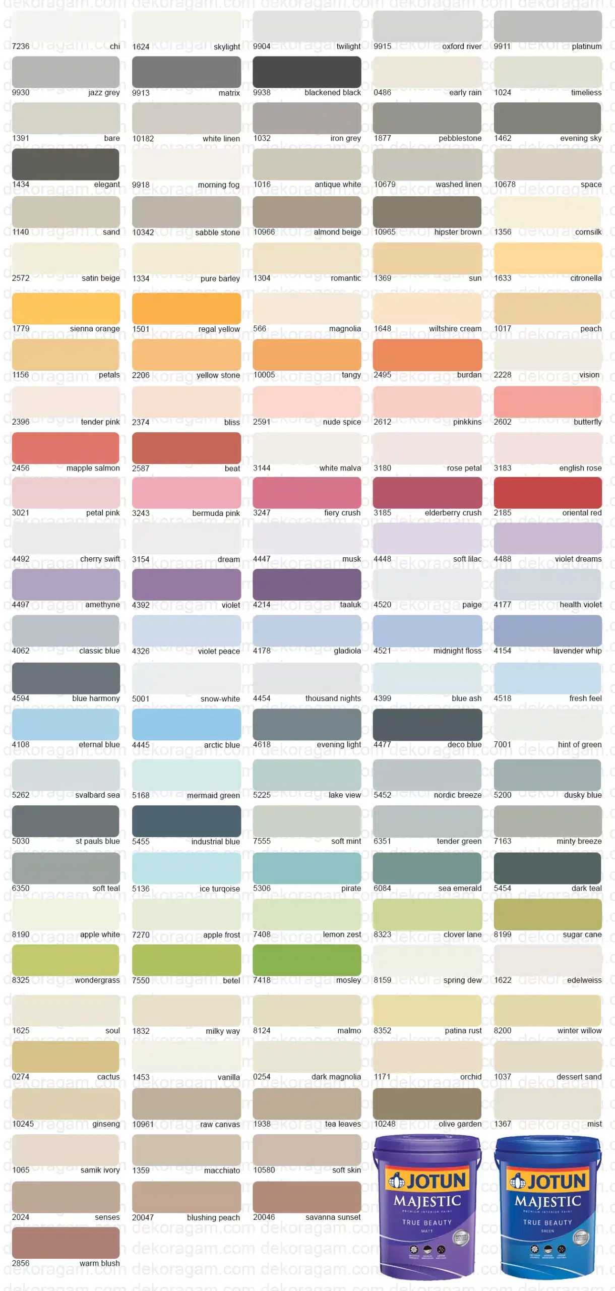 Katalog Warna Jotun True Beauty Matt And Sheen