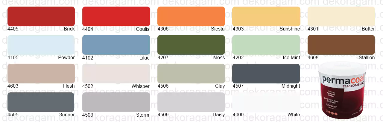 Katalog Warna Cat Permacoat Elastomeric