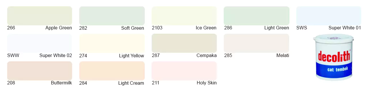 Katalog Warna Light Colours Cat Decolith