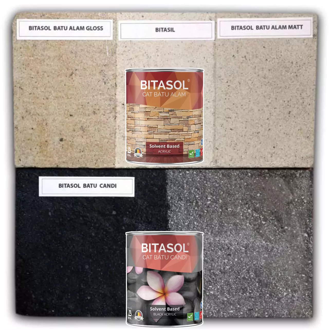 Bitasol cat batu alam dan candi