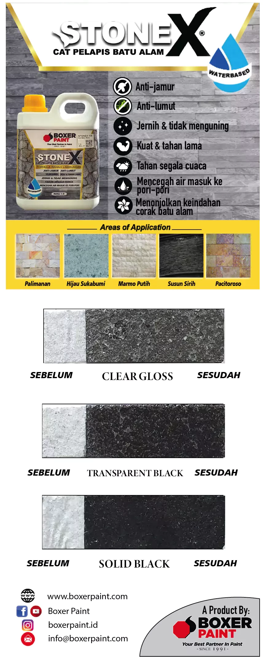 Boxer paint stonex pelapis batu alam water based