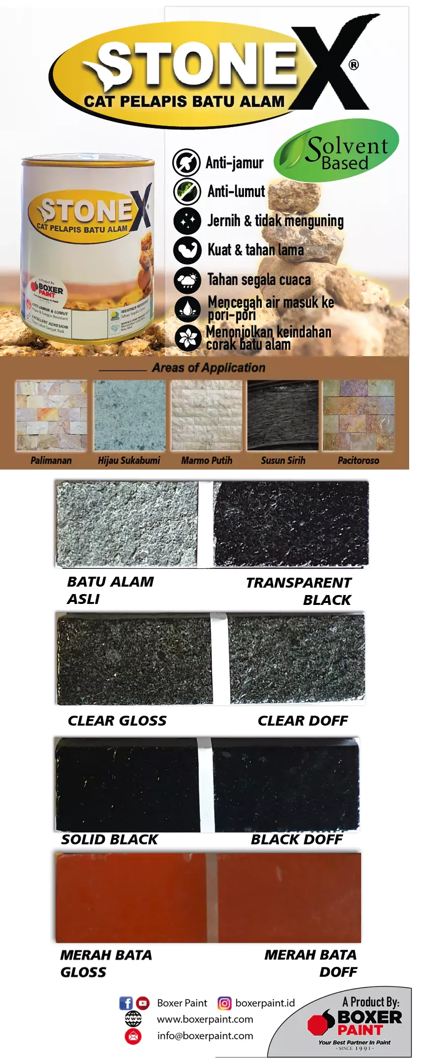 Boxer paint stonex pelapis batu solvent based