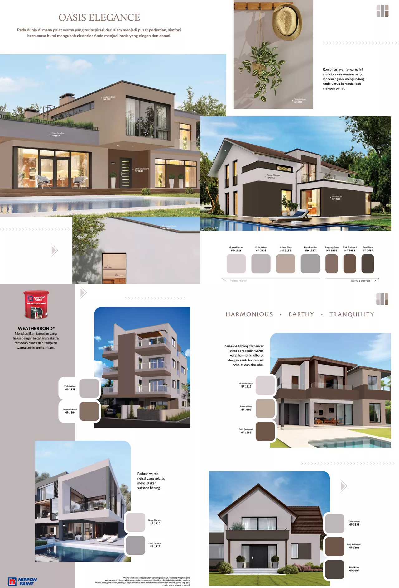 Contoh ide rumah warna coklat nippon paint model oasis elegance