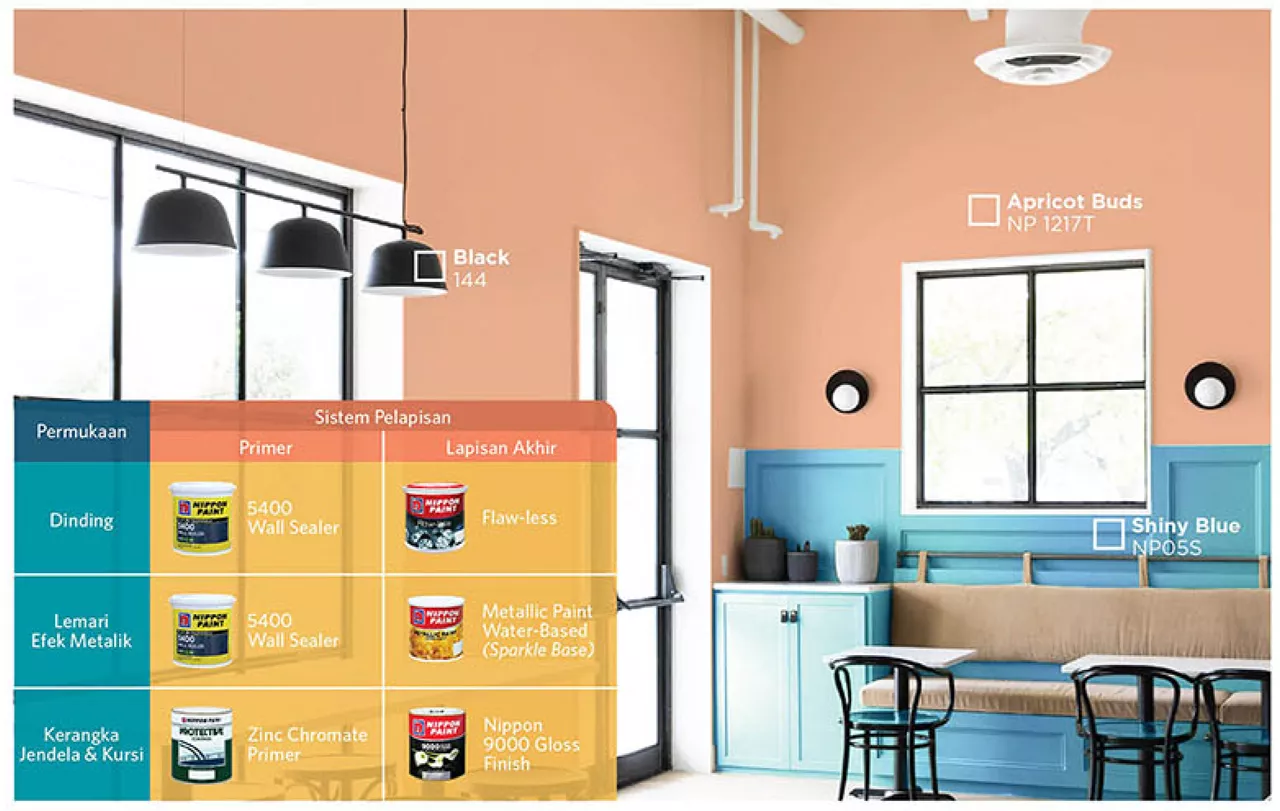 Contoh ide smoking area restoran warna coklat nippon paint