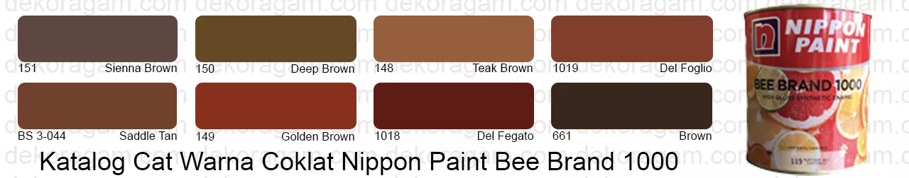 Katalog cat warna coklat nippon paint bee brand 1000