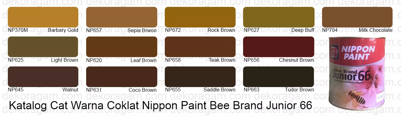 Katalog cat warna coklat nippon paint bee brand junior 66